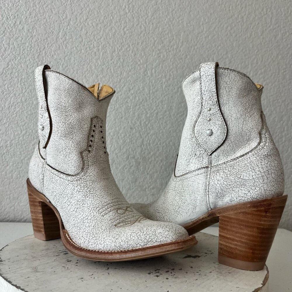 Rod Patrick Womens Cowboy Booties 8.5 A White Cowgirl Western Short Ankle Boots